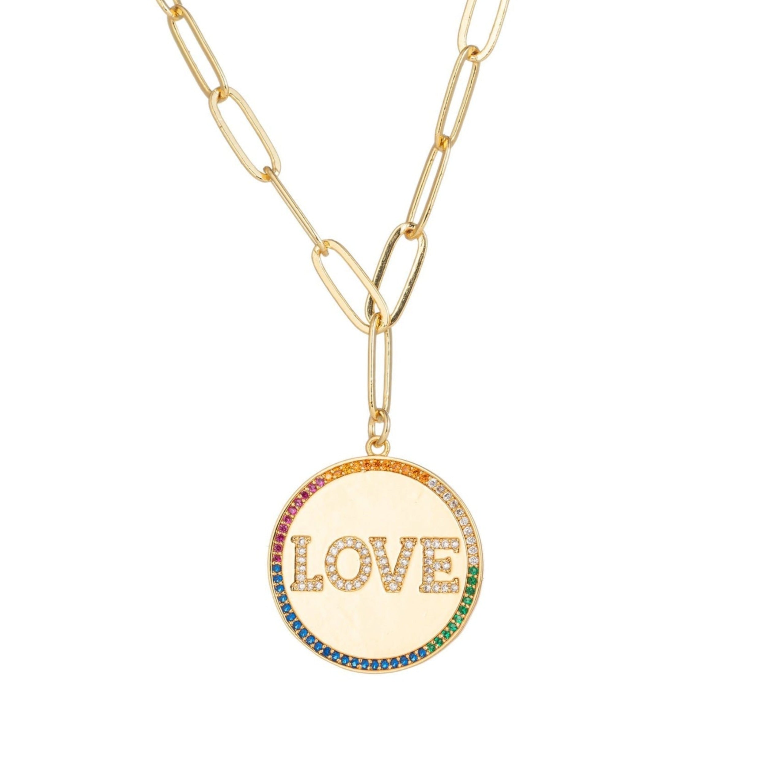 Rainbow Love Pendant Necklace