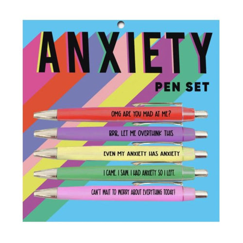 Funny anxiety pen set, quirky gift idea for a friend's birthday