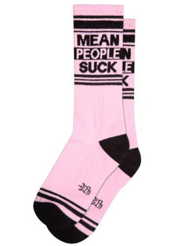 cute pink socks that say mean people suck